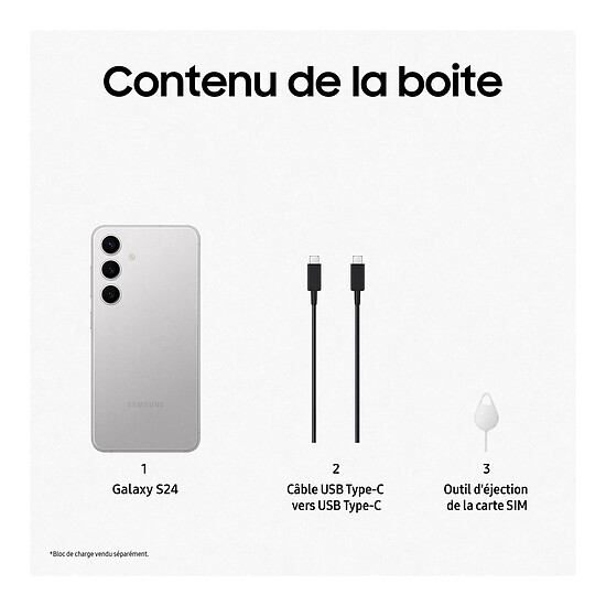 Smartphone reconditionné Samsung Galaxy S24 5G (Argent) - 128 Go · Reconditionné - Autre vue
