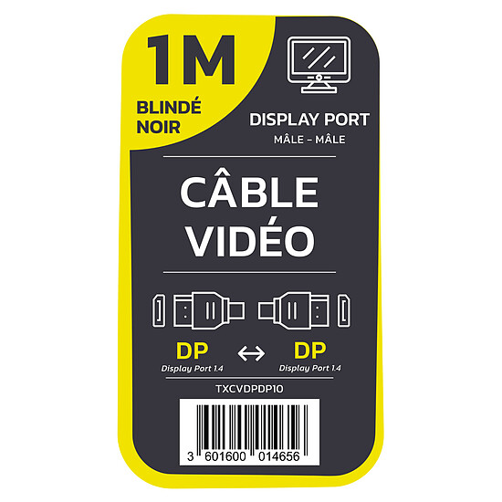 Câble DisplayPort TEXTORM Câble DisplayPort 1.4 blindé - 1 m - Autre vue