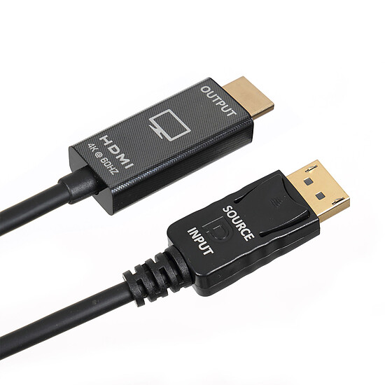 Adaptateur DisplayPort TEXTORM Câble DisplayPort vers HDMI blindé 4K - Mâle/Mâle - 1.8 m - Autre vue
