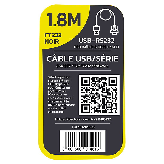 Adaptateur USB TEXTORM Convertisseur USB/Série (RS232) - DB9/DB25 - 1.8 m - Autre vue