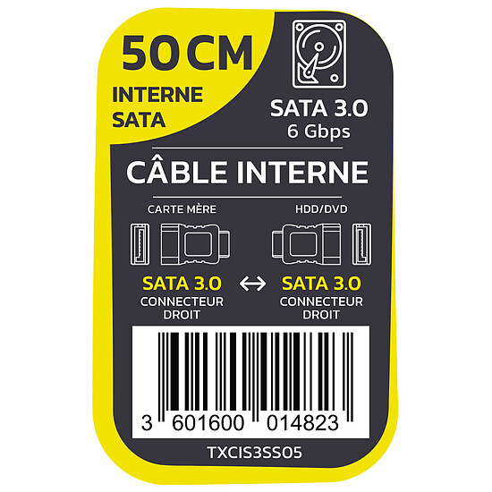 Serial ATA TEXTORM Câble SATA 3.0 (6Gbps) droit - 50 cm - Autre vue