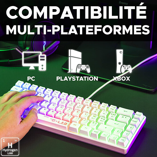 Clavier PC The G-Lab Keyz Hydrogen - Blanc - Autre vue