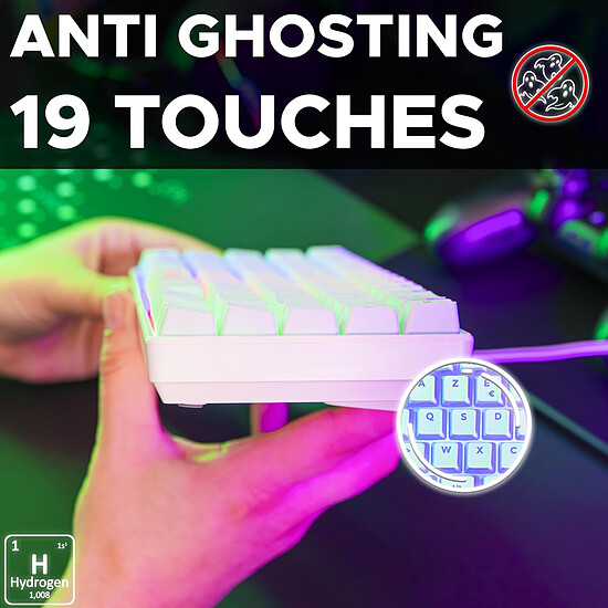 Clavier PC The G-Lab Keyz Hydrogen - Blanc - Autre vue
