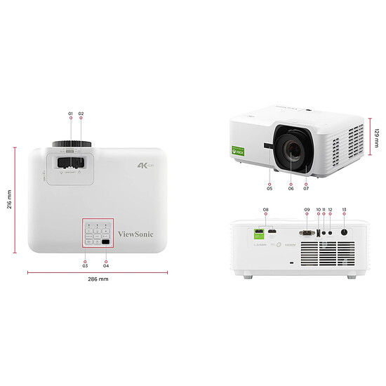 Vidéoprojecteur ViewSonic LS710-4KE - DLP Laser 4K UHD - 3500 Lumens  - Autre vue