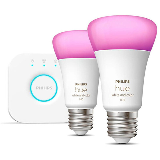 Ampoule connectée Philips Hue Kit de démarrage - White & Color Ambiance E27 A60 x2