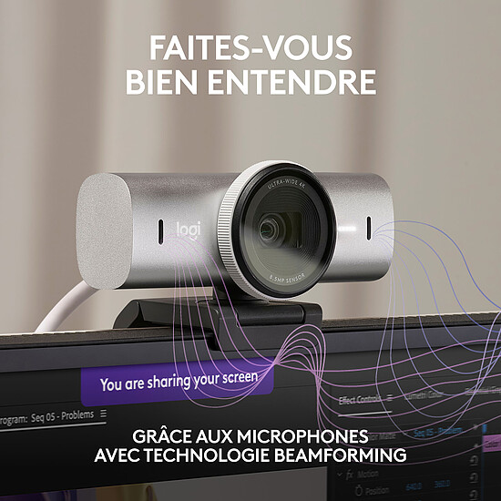 Webcam Logitech MX Brio - Gris pâle - Autre vue