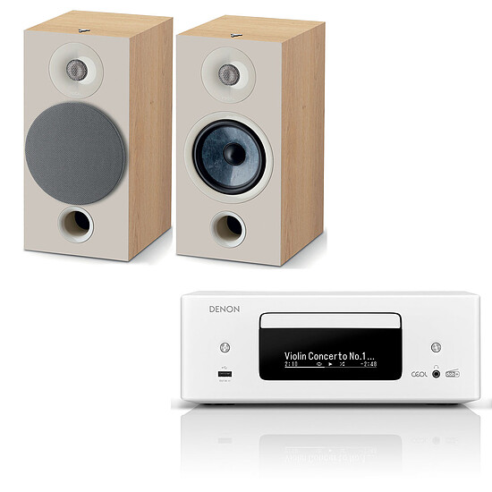 Mini-chaine Denon RCD-N12DAB Blanc + Focal Chora 806 Light Wood