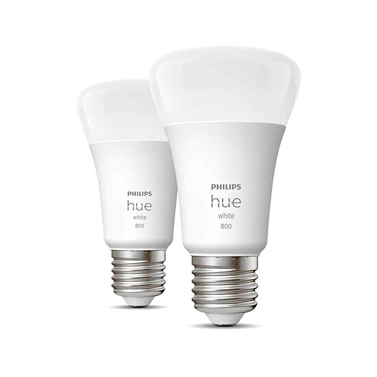 Ampoule connectée Philips Hue White E27 A60 - 9.5 W x2