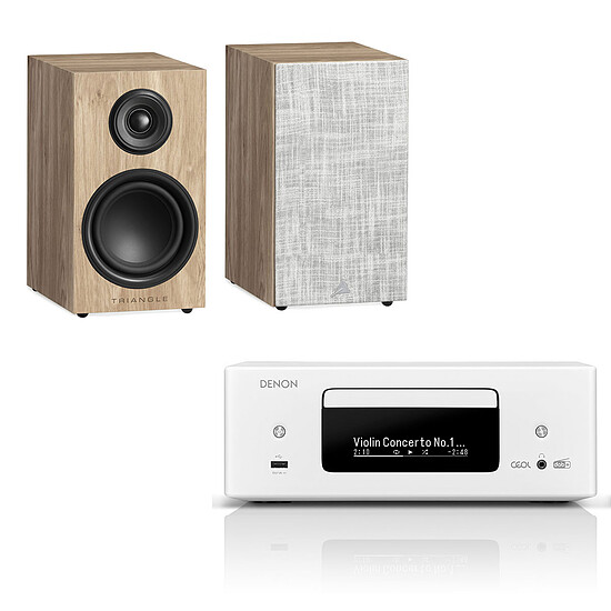 Mini-chaine Denon RCD-N12DAB Blanc + Triangle Elara LN01 Chêne clair - Autre vue