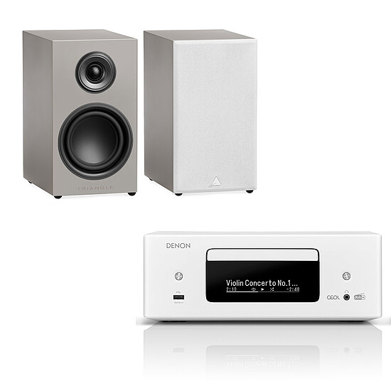 Mini-chaine Denon RCD-N12DAB Blanc + Triangle Elara LN01 Gris