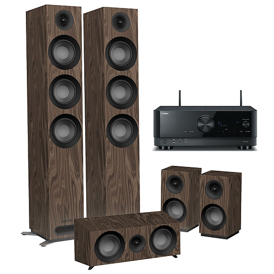 Ensemble Home-Cinéma Yamaha RX-V4A Noir + Jamo S 809 HCS Noyer