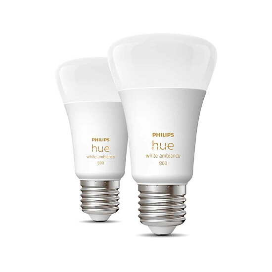 Ampoule connectée Philips Hue White Ambiance E27 A60 - 9.5 W x2