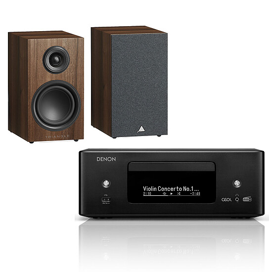 Mini-chaine Denon RCD-N12DAB Noir + Triangle Elara LN01 Châtaigner - Autre vue