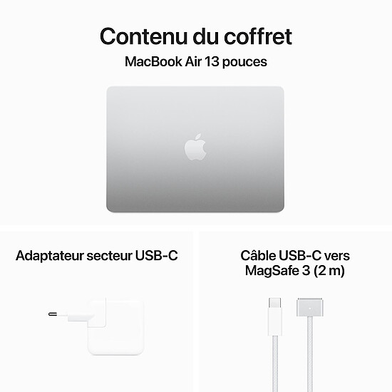 PC portable reconditionné Apple MacBook Air M3 13 pouces (2024) Argent 16Go/512 Go (MXCT3FN/A) · Reconditionné - Autre vue