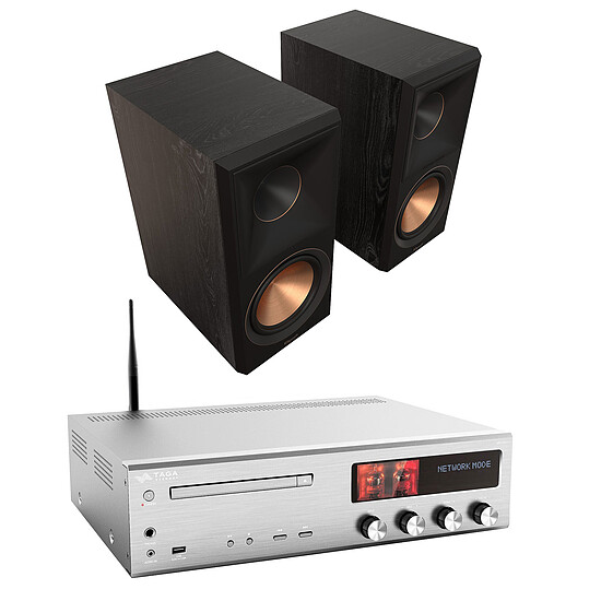 Ampli HiFi Stéréo Taga Harmony HTR-1500CD Argent + Klipsch RP-600M II Ebène