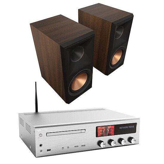 Ampli HiFi Stéréo Taga Harmony HTR-1500CD Argent + Klipsch RP-600M II Noyer