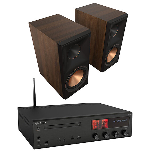 Ampli HiFi Stéréo Taga Harmony HTR-1500CD Noir + Klipsch RP-600M II Noyer