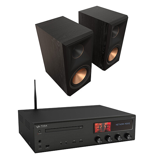 Ampli HiFi Stéréo Taga Harmony HTR-1500CD Noir + Klipsch RP-600M II Ebène