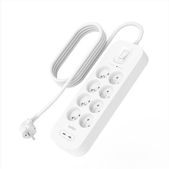 Multiprise Belkin multiprise parafoudre - 8 prises secteur + 2 prises USB-C - Autre vue
