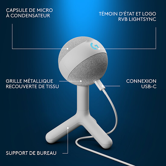 Microphone Logitech G Yeti Orb - Blanc cassé - Autre vue