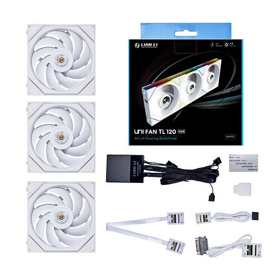 Ventilateur Boîtier Lian Li Uni Fan TL120 - Blanc - Pack de 3 + Contrôleur - Autre vue