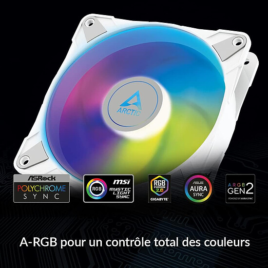 Ventilateur Boîtier Arctic P12 PWM PST ARGB - Blanc - Pack de 3 - Autre vue