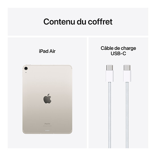 Tablette reconditionnée Apple iPad Air M2 2024 11 pouces Wi-Fi + Cellular - 256 Go - Lumière Stellaire · Reconditionné - Autre vue