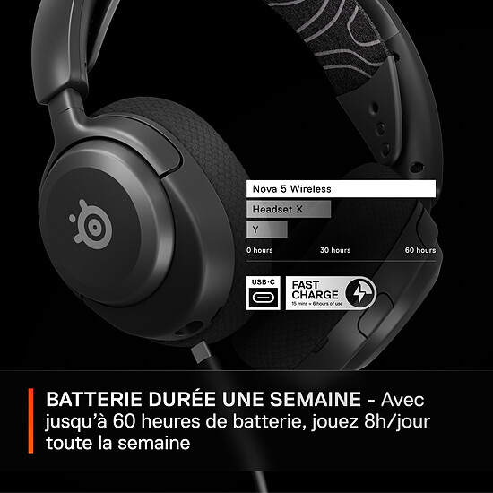 Casque micro SteelSeries Arctis Nova 5 Wireless - Noir - Autre vue
