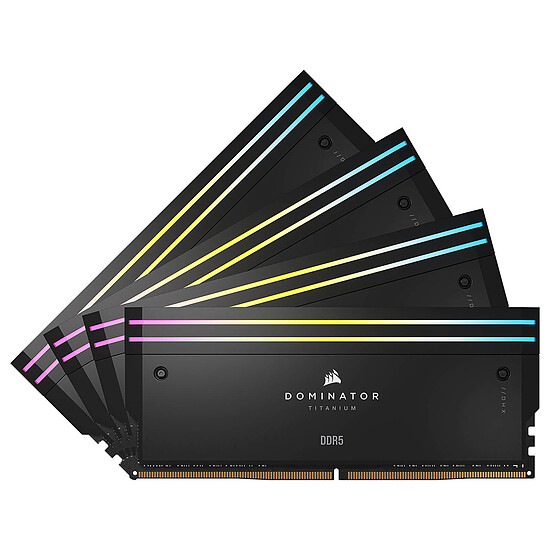 Mémoire RAM Corsair Dominator Titanium RGB Black - 4 x 24 Go (96 Go) - DDR5 6400 MHz - CL32