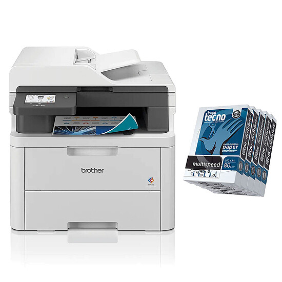 Imprimante multifonction Brother DCP-L3560CDW + 5x Inapa Tecno Ramettes 500 Feuilles A4