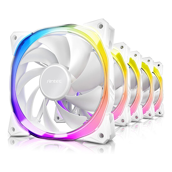 Ventilateur Boîtier Antec Fusion 120 ARGB - Blanc - Pack de 5 + contrôleur