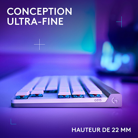 Clavier PC Logitech G G515 Lightspeed TKL - GL Tactile - Blanc - Autre vue