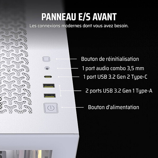 Boîtier PC Corsair 3500X ARGB - Blanc - Occasion - Autre vue