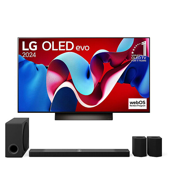 TV LG OLED65C4 + S95TR - TV OLED 4K UHD HDR - 164 cm - Barre de son 9.1.5