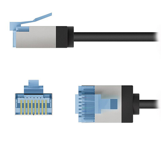 Câble RJ45 Goobay Câble RJ45 Slim Cat 6a U/FTP  - 15 m - Noir - Autre vue