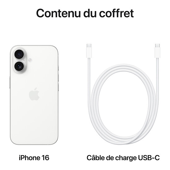 Smartphone reconditionné Apple iPhone 16 Blanc - 256 Go · Reconditionné - Autre vue