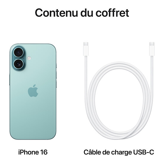 Smartphone reconditionné Apple iPhone 16 Sarcelle - 128 Go · Reconditionné - Autre vue
