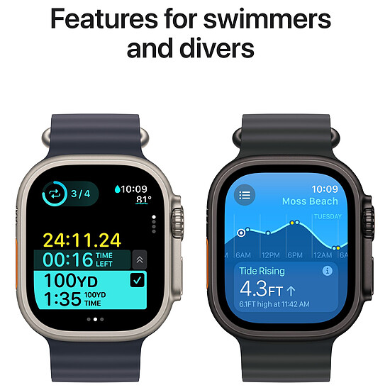 Montre connectée Apple Watch Ultra 2 GPS + Cellular 49 mm - Titane Noir - Bracelet Alpine Vert Foncé L - Autre vue