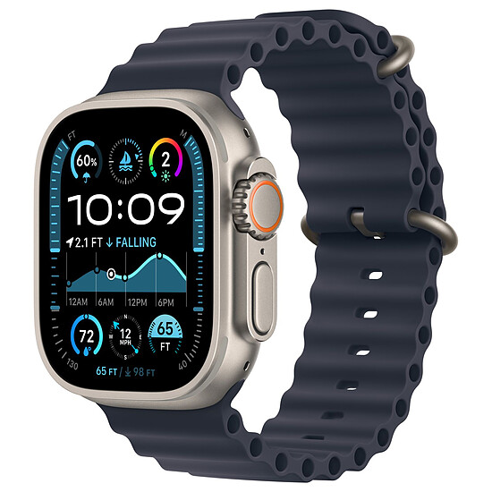 Montre connectée Apple Watch Ultra 2 GPS + Cellular 49 mm - Titane Naturel - Bracelet Océan Marine - Autre vue