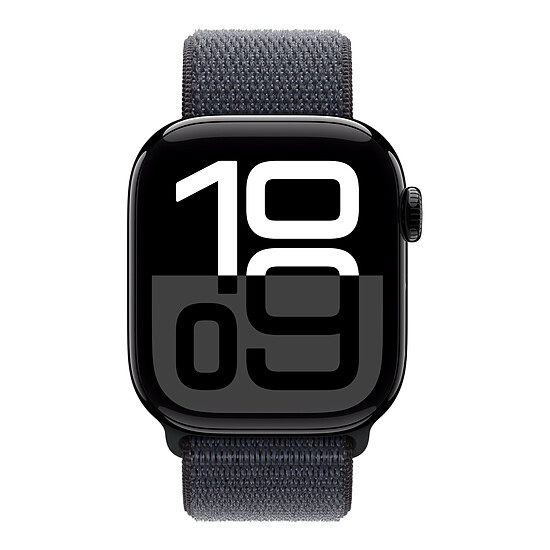 Montre connectée Apple Watch Series 10 GPS - Aluminium Noir - Bracelet  Sport Textile Encre Violette - 42 mm - Autre vue