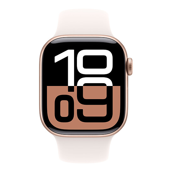 Montre connectée Apple Watch Series 10 GPS - Aluminium Rose Or - Bracelet Sport Rose Tendre - 42 mm - Taille S/M - Autre vue