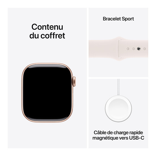Montre connectée Apple Watch Series 10 GPS - Aluminium Rose Or - Bracelet Sport Rose Tendre - 42 mm - Taille S/M - Autre vue