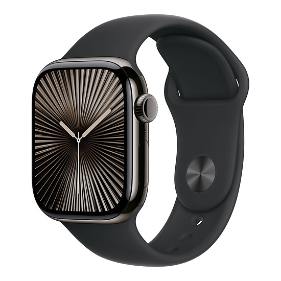 Montre connectée Apple Watch Series 10 GPS  + Cellular - Titane Ardoise - Bracelet Sport Noir - 42 mm - Taille M/L