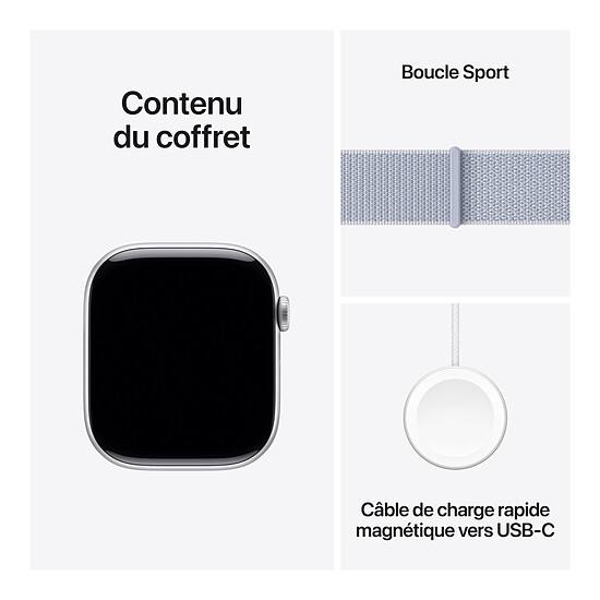 Montre connectée Apple Watch Series 10 GPS  + Cellular - Aluminium Argent - Bracelet Sport Textile Nuée Bleue - 46 mm - Autre vue