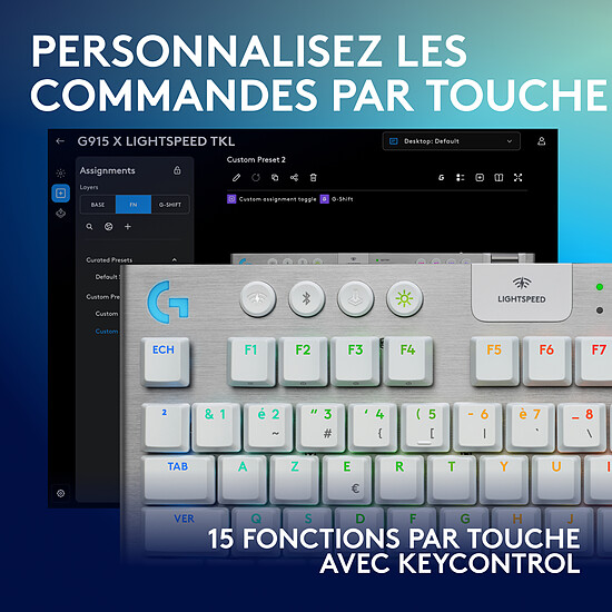 Clavier PC Logitech G G915 X Lightspeed TKL - GL Tactile - Blanc - Autre vue