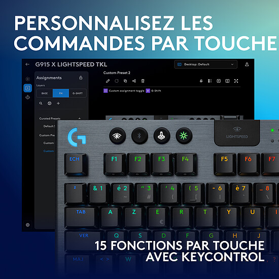 Clavier PC Logitech G G915 X Lightspeed TKL - GL Tactile - Noir - Autre vue