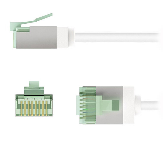 Câble RJ45 Goobay Câble RJ45 Slim Cat 8.1 U/FTP - 1 m - Blanc - Autre vue