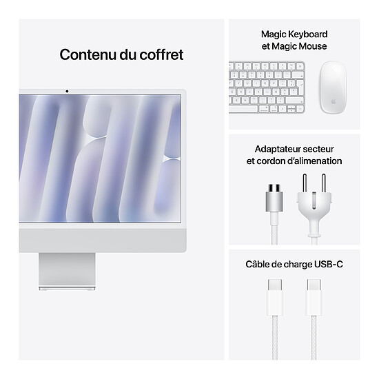 Mac et iMac Apple iMac (2024) 24" 16 Go / 512 Go Argent (MWUU3FN/A-512GB-MKPN-MTP) - Autre vue