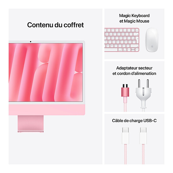 Mac et iMac Apple iMac (2024) 24" 16 Go / 256 Go Rose (MWUG3FN/A-MKPN-MTP) - Autre vue