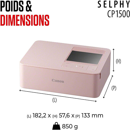 Imprimante thermique / Titreuse Canon SELPHY CP1500 - Rose - Autre vue